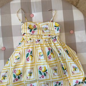 Lemon Print Yellow Mini Dress